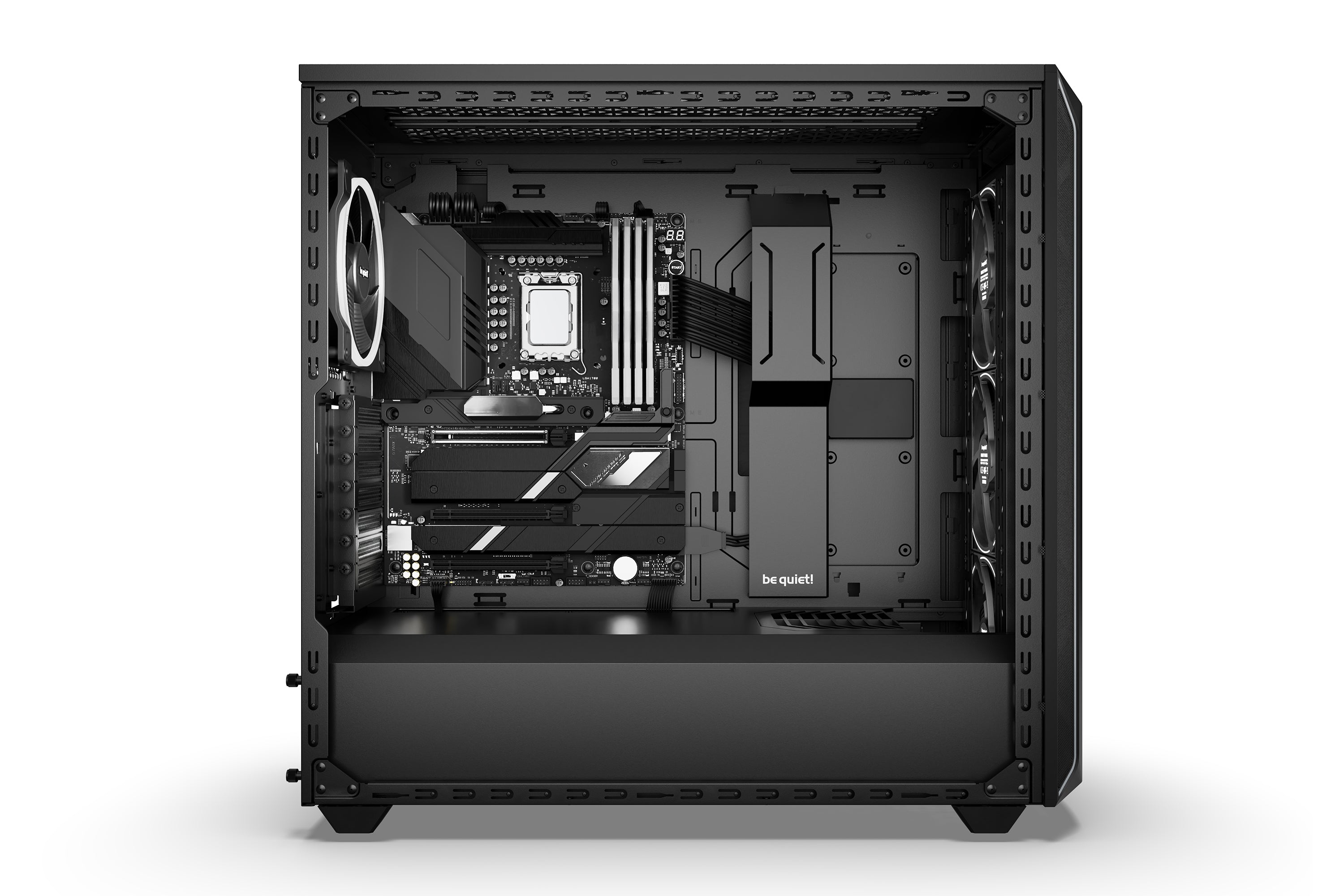 be quiet! Shadow Base 800 Noir | Boîtier PC ARGB vitré, Mini ITX / Micro ATX / ATX / E-ATX, 4 ventilateurs Light Wings PWM 140 mm