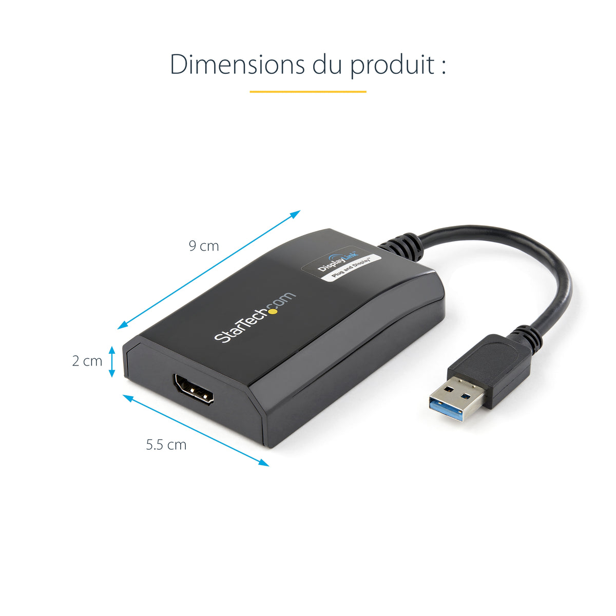 StarTech.com Adaptateur Carte Graphique Externe USB 3.0 vers HDMI, Certifié DisplayLink, HD 1080p