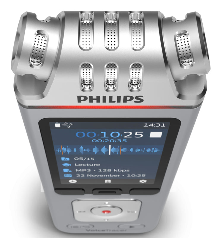 Philips DVT4115 Digital Voice Tracer Carte flash Chrome, Argent