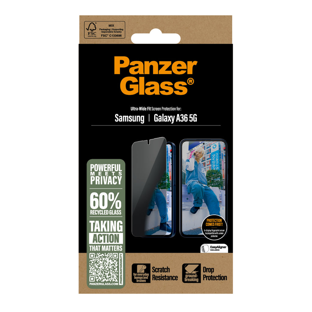 PanzerGlass PanzerGlass ® Privacy Screen Protector Samsung Galaxy A36 5G | Ultra-Wide Fit Protection d'écran transparent 1 pièce(s)