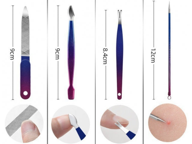 PROFESJONALNY ZESTAW PEDICURE MANICURE 18 ELEMENTÓW DO PIELĘGNACJI PAZNOKCI