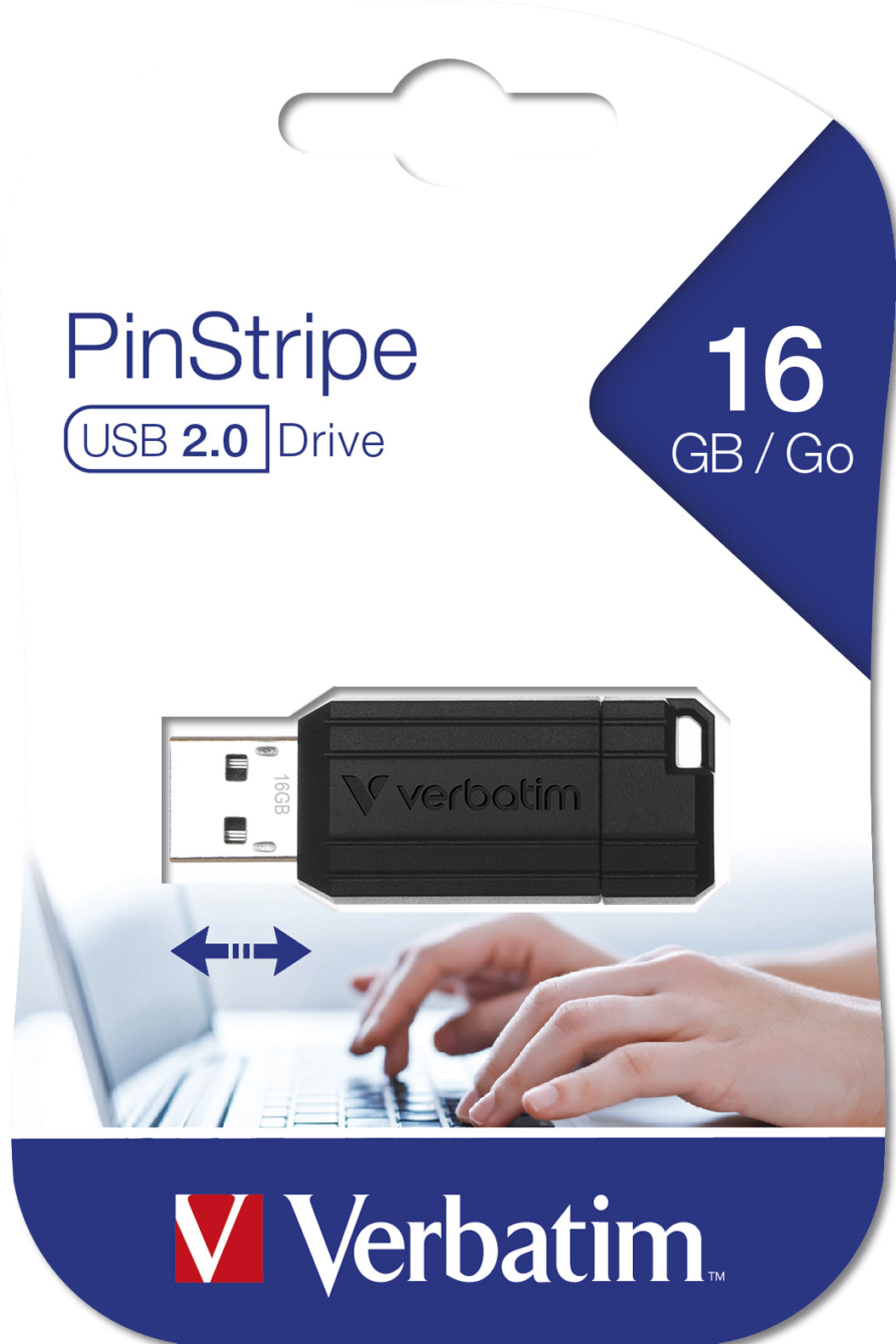 Verbatim Micro-clé USBPinStripe de 16 Go - noire