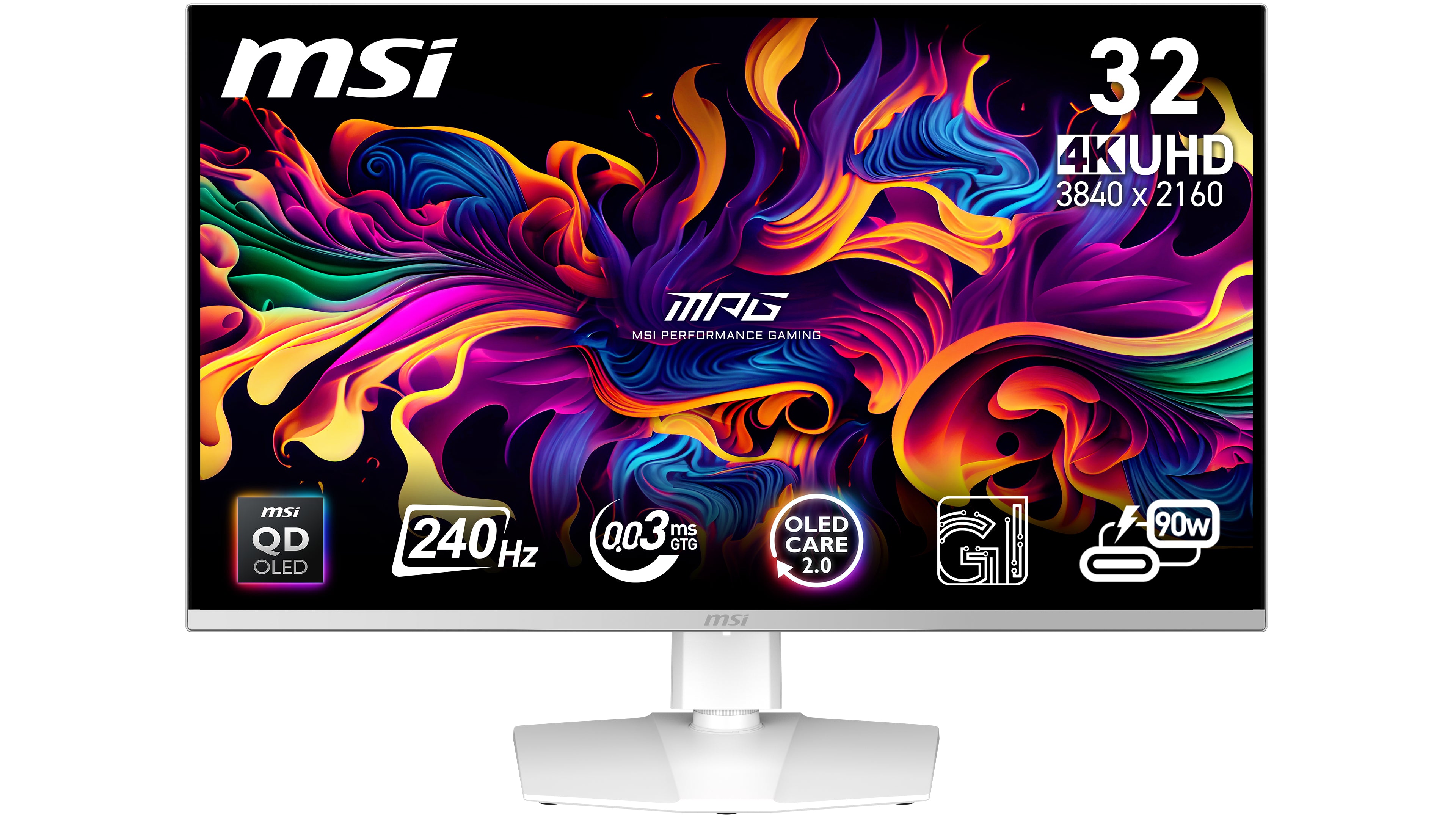 MSI MPG 321URXW QD-OLED écran plat de PC 80 cm (31.5") 3840 x 2160 pixels 4K Ultra HD Blanc