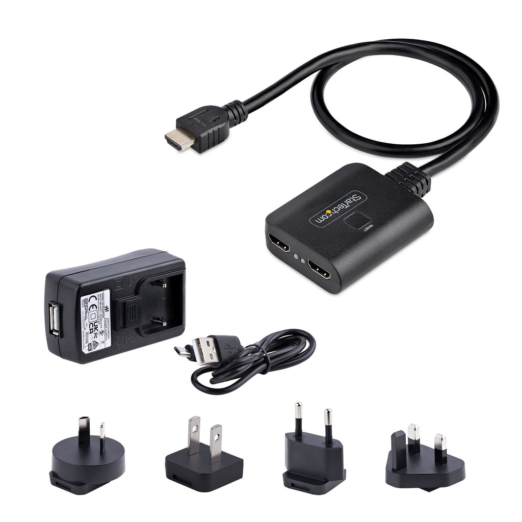 StarTech.com Répartiteur HDMI 2 Ports 4K 60Hz HDR HDCP avec Câble Intégré 50 cm