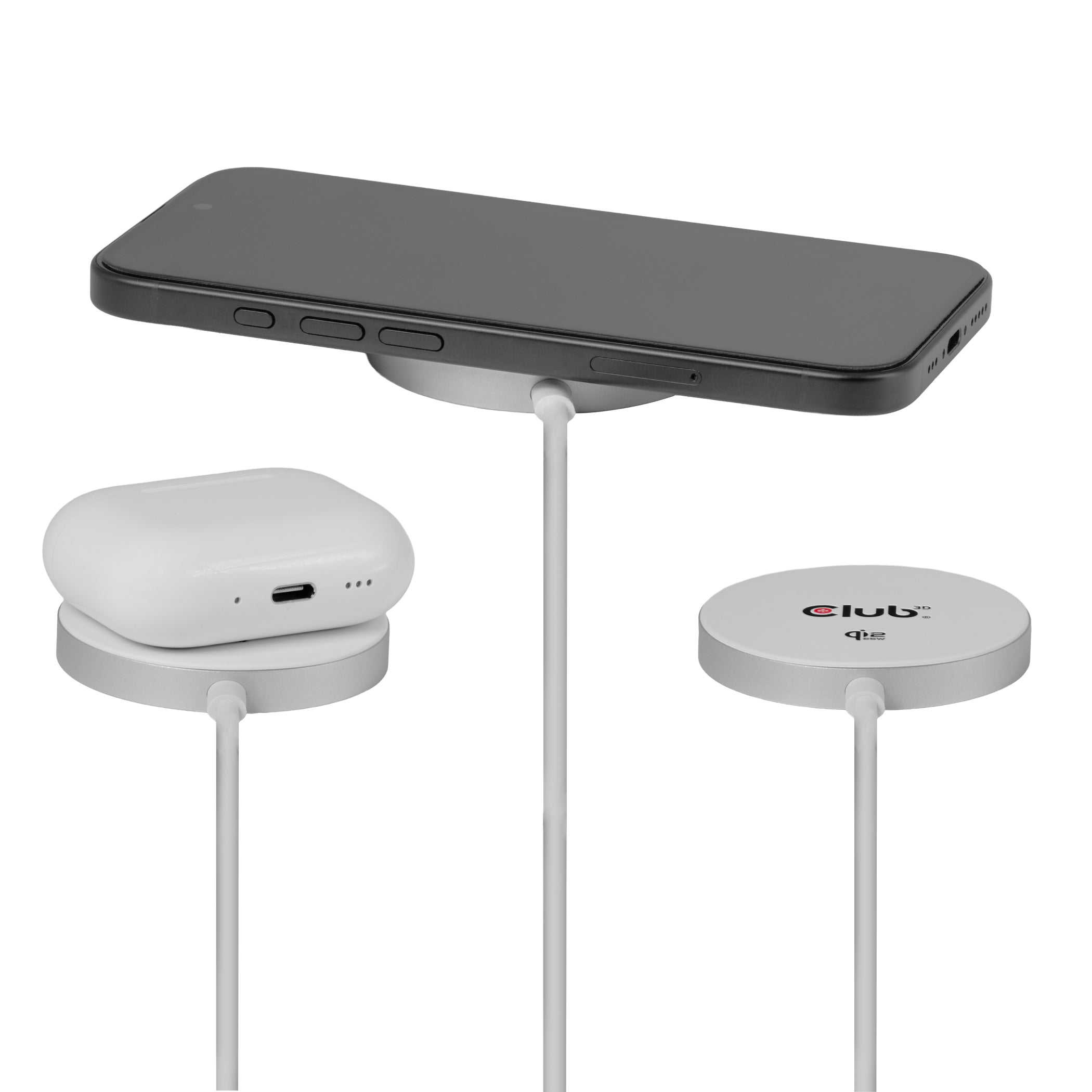 CLUB3D CAC-3026 chargeur d'appareils mobiles Téléphone portable, Smartphone Blanc USB Recharge sans fil Charge rapide Intérieure