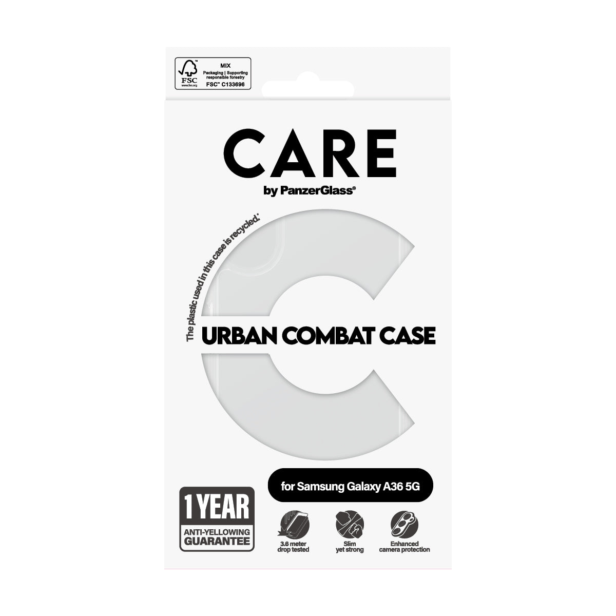 PanzerGlass PanzerGlass CARE™ by ® Urban Combat Case Transparent Samsung Galaxy A36 5G coque de protection pour téléphones portables Housse