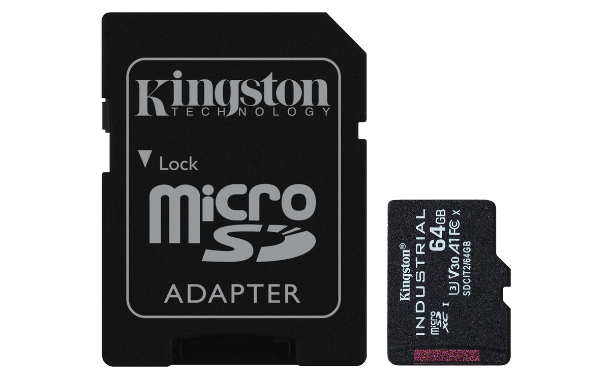 Kingston Technology Carte 64GB microSDXC Industrielle C10 A1 pSLC + adaptateur SD