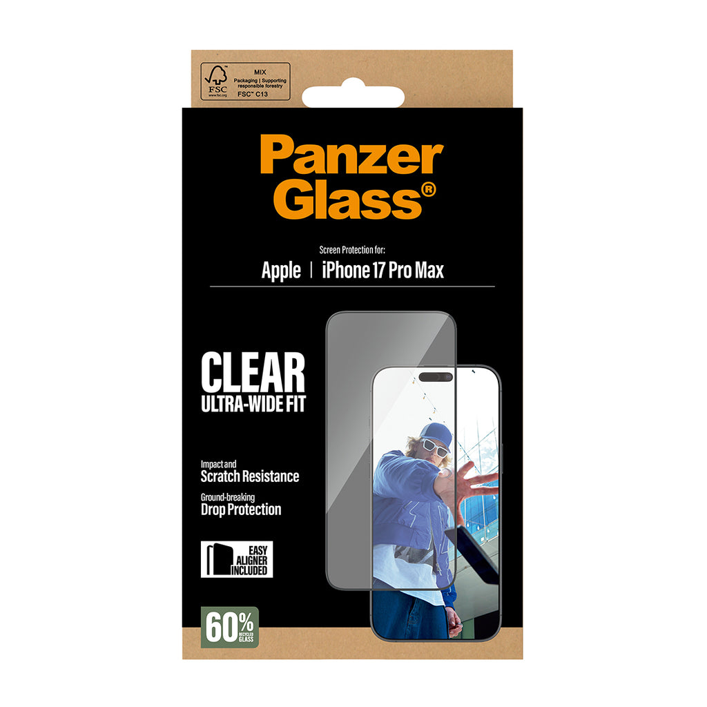 PanzerGlass ® Screen Protector iPhone 17 Pro Max | Ultra-Wide Fit w. EasyAligner Protection d'écran transparent Apple 1 pièce(s)
