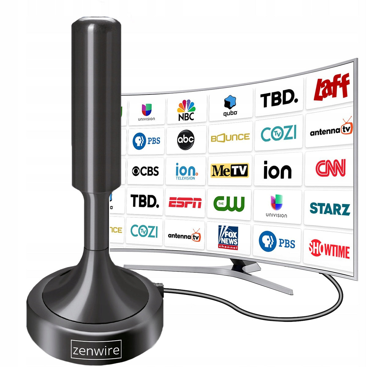 Antenne TV terrestre d'intérieur DVBT2 HEVC H.265 puissante 5 m Zenwire HDAT20
