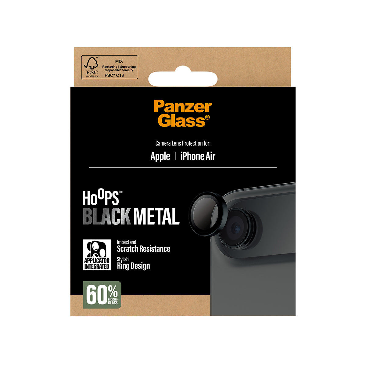 PanzerGlass ® Hoops® Camera Lens Protector Black iPhone Air Protection d'écran transparent Apple 1 pièce(s)
