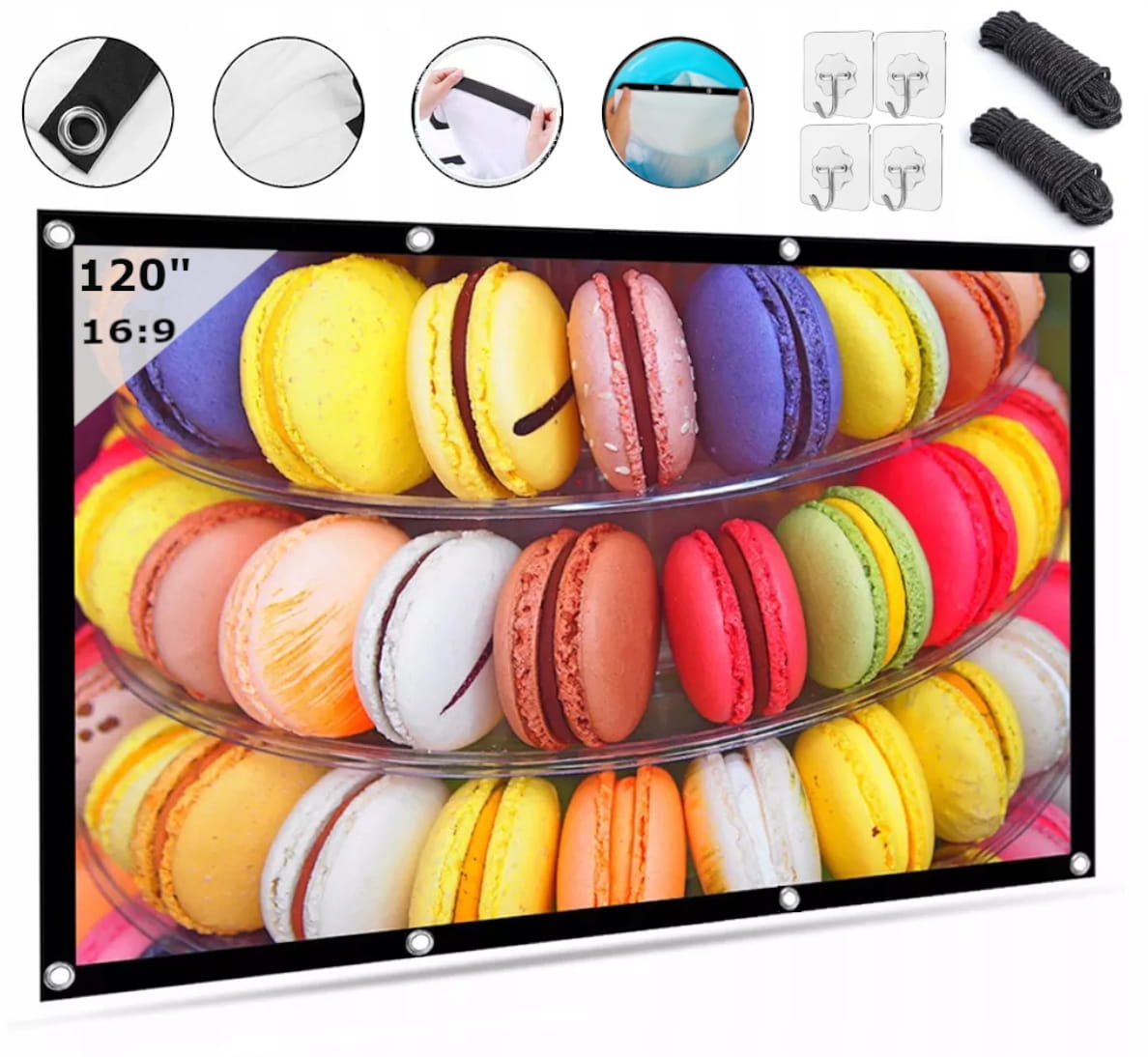 ÉCRAN DE PROJECTION pour projecteur  Écran de projection portable pliable 16:9 266 x 149 cm Zenwire 120 pouces