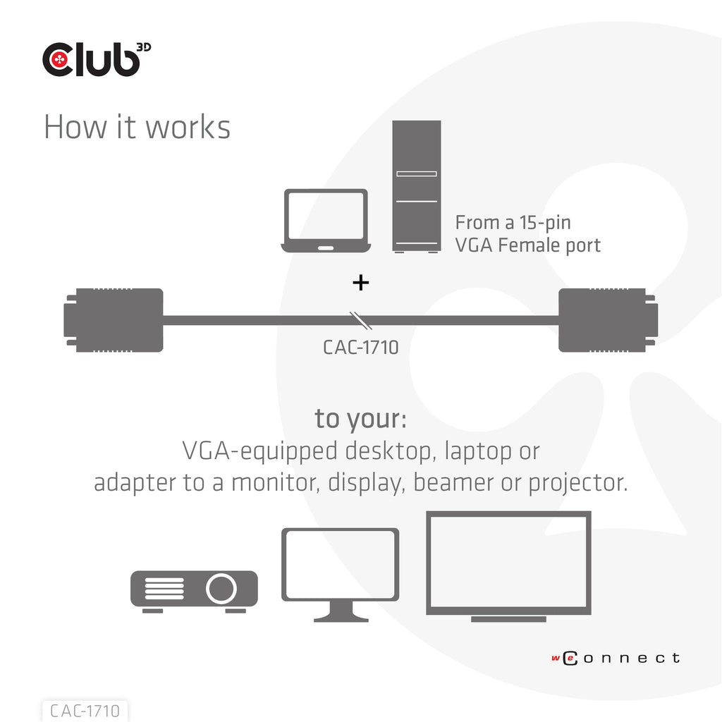 CLUB3D CAC-1710 Câble VGA (D-Sub) Noir, 10 m