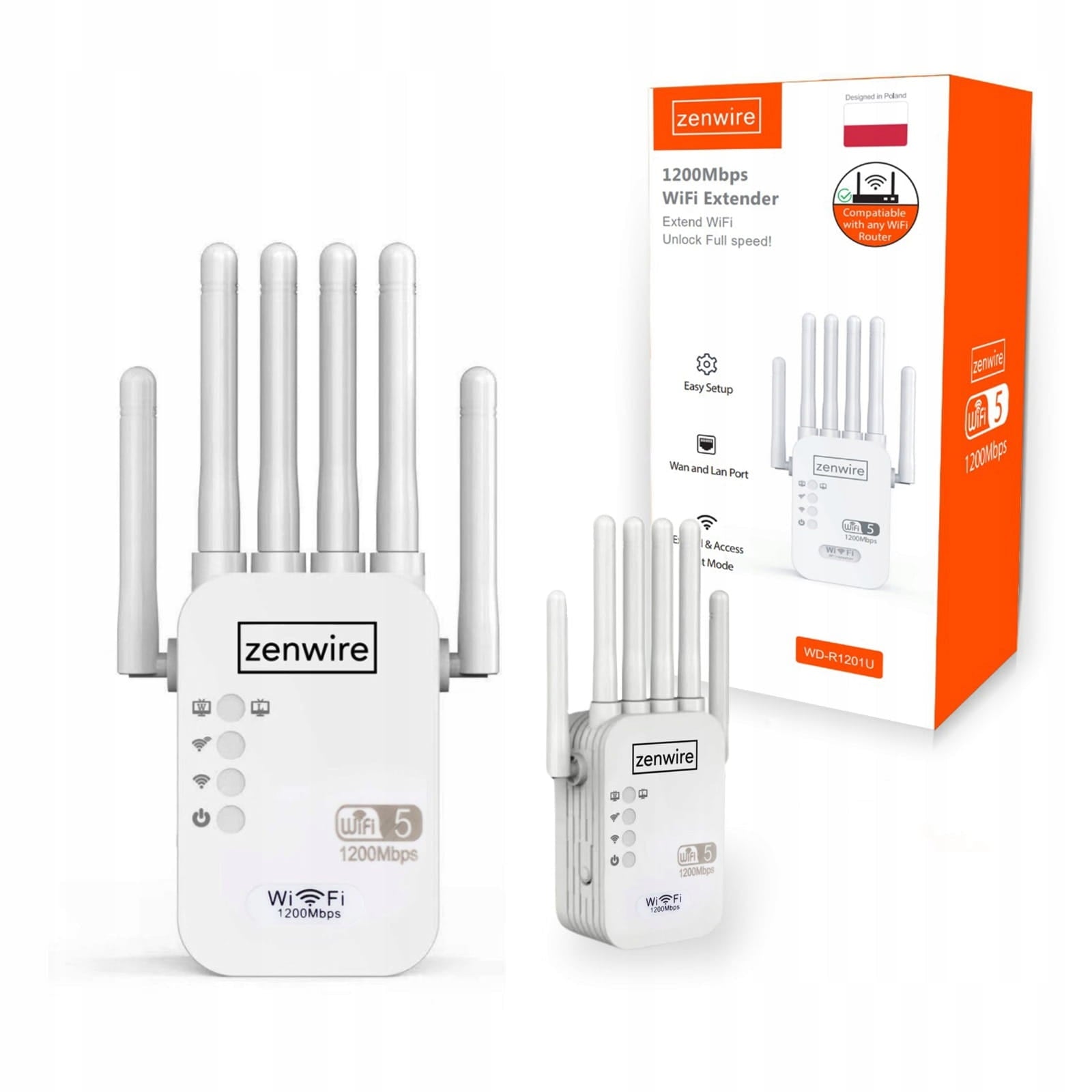 Amplificateur de signal WiFi 5, répéteur et point d'accès extérieur Zenwire WD-R1201U, 1 200 Mb/s
