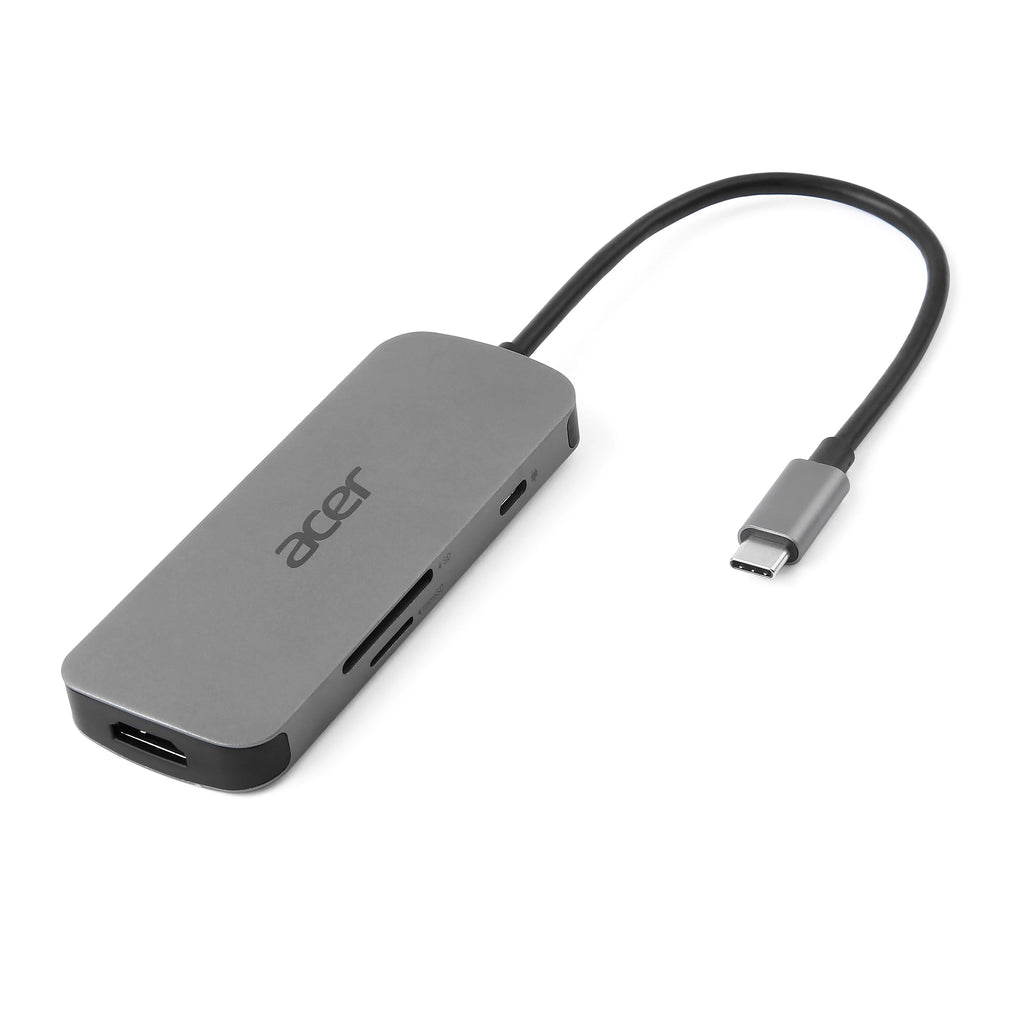 Acer Adaptateur USB-C 7-en-1 Argent, USB 3.2 Gen 1, Power Delivery 100W, 4K