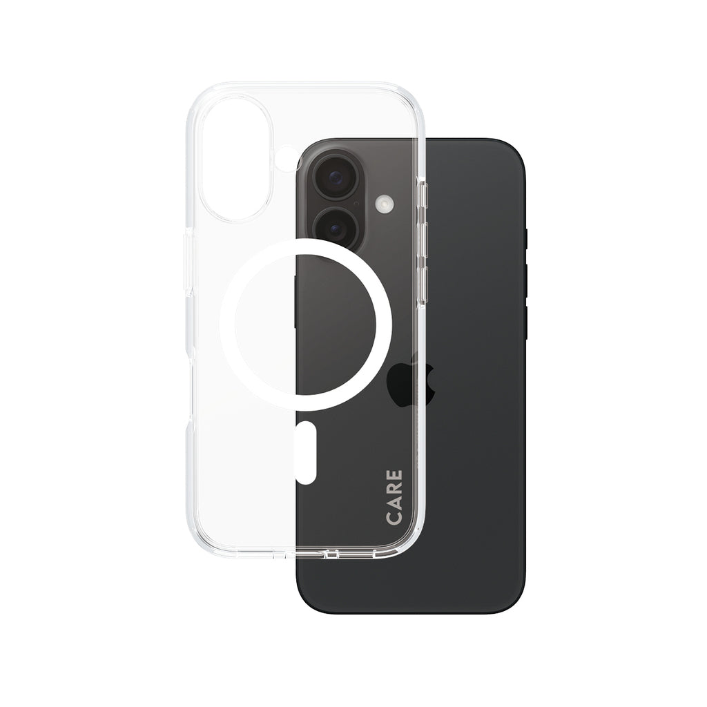 PanzerGlass CARE™ by ® Urban Combat Case Transparent w. White MagSafe iPhone 16 coque de protection pour téléphones portables Housse