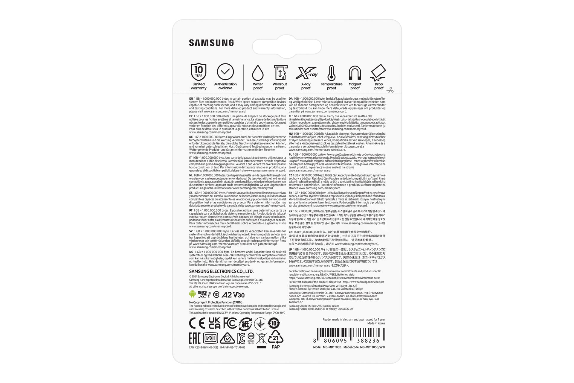 Samsung MB-MD1T0S 1 To MicroSDXC UHS-I Classe 10