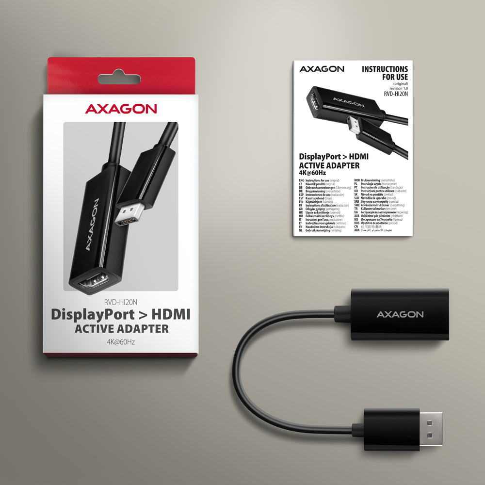 Axagon RVD-HI20N câble vidéo et adaptateur 0,15 m DisplayPort HDMI Noir - vue 6