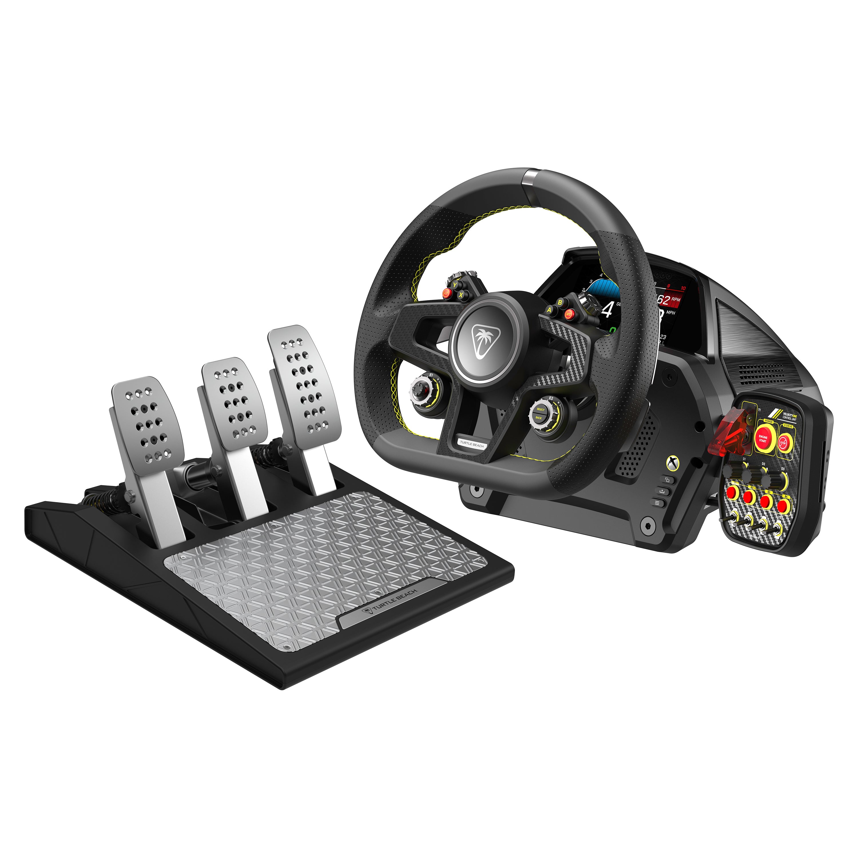 Turtle Beach VelocityOne Race Système de Volant et Pédales avec Retour de Force, Palettes au Magnétiques & Capteurs à effet Hall pour Xbox Series X|S, Xbox One, Window 10|11 [Licence officielle Xbox]