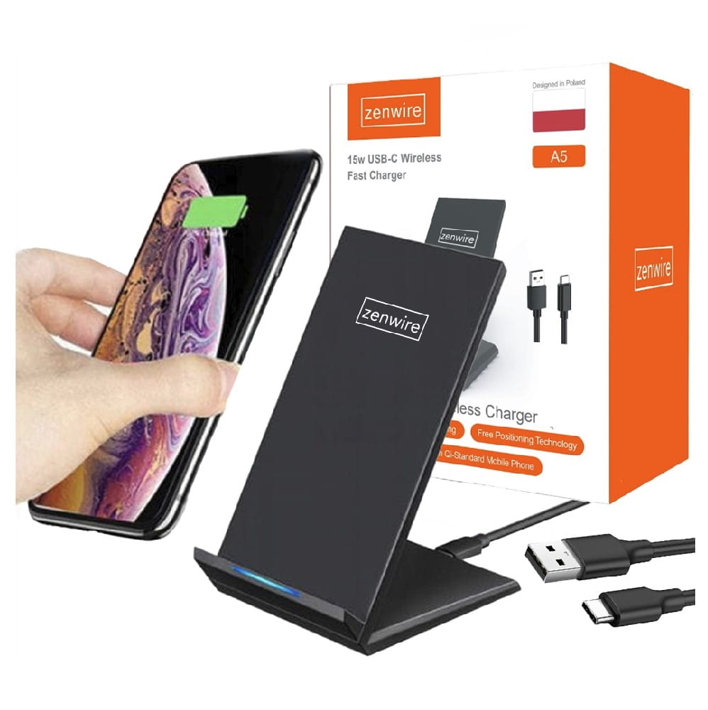 Chargeur sans fil à induction FAST CHARGE 15 W USB-C pour Apple, Samsung et autres appareils - Zenwire A5