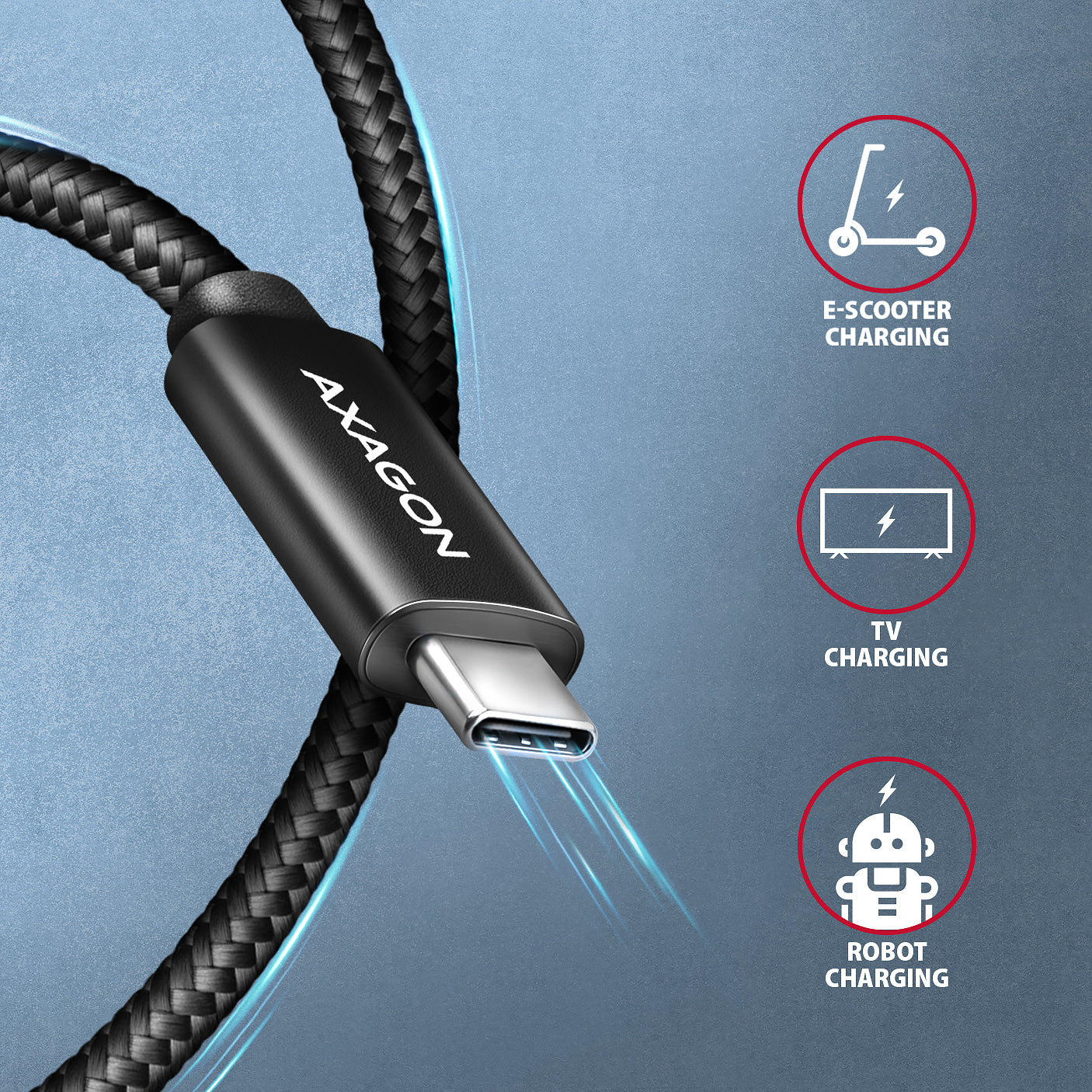 Axagon BUCM4X-CM05AB câble USB USB4 Gen 3x2 0,5 m USB C 40 Gbit/s 240 W Noir