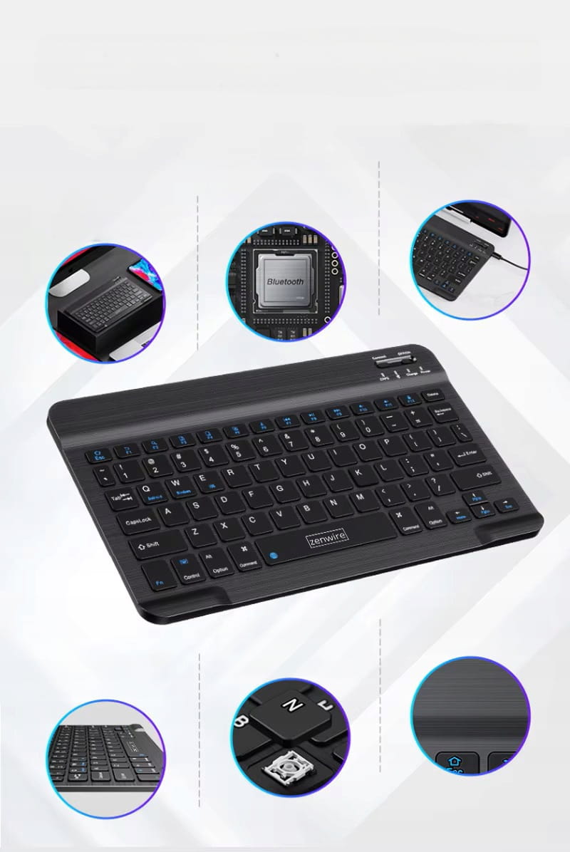 Clavier sans fil Bluetooth 5.0 pour tablette SLIM, universel et portable, Zenwire WLK-620