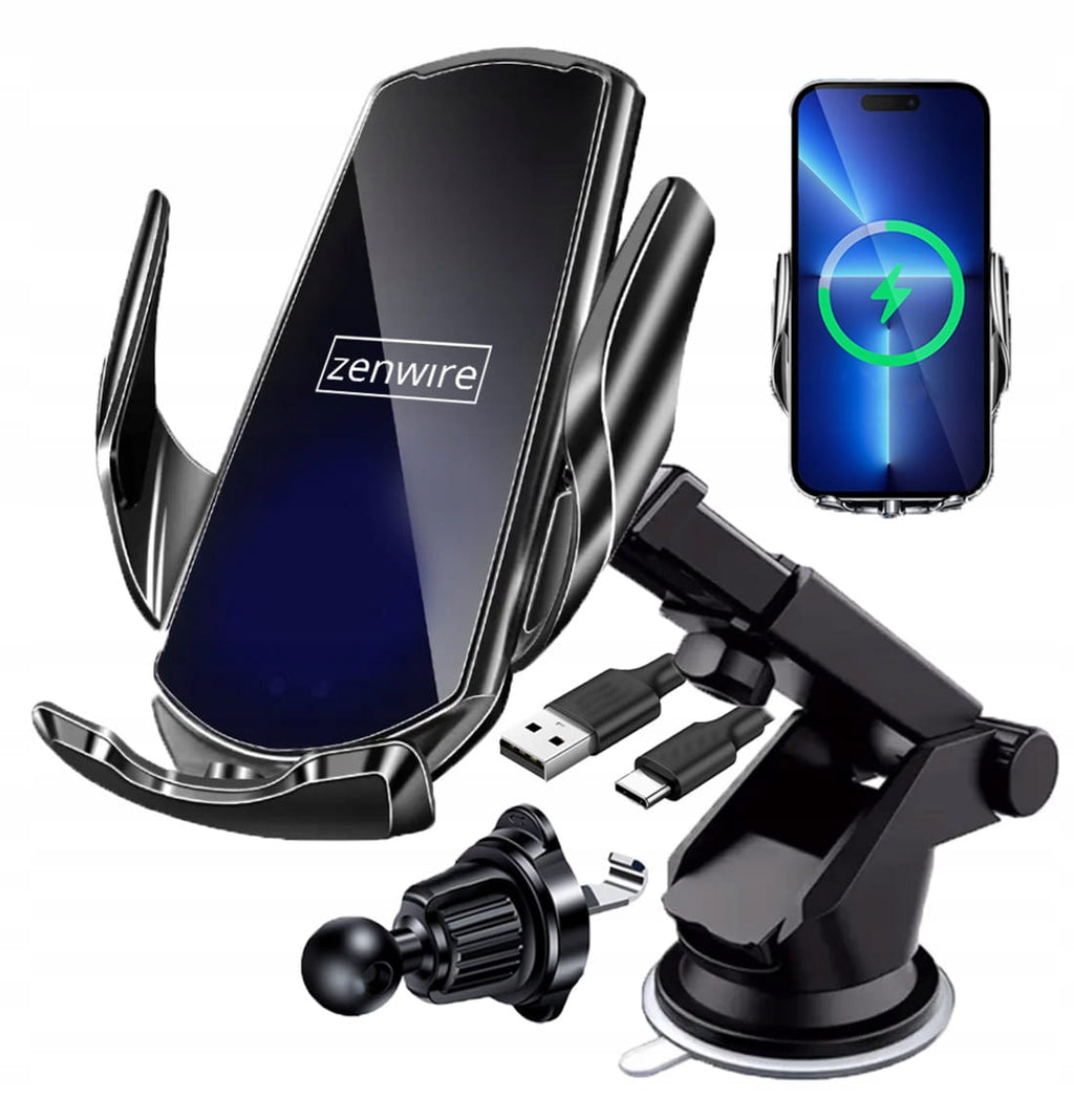 Support de téléphone pour voiture avec chargeur sans fil Zenwire W30 pour pare-brise et grille de ventilation