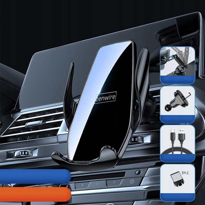 Support de téléphone pour voiture avec chargeur sans fil Zenwire W30 pour pare-brise et grille de ventilation