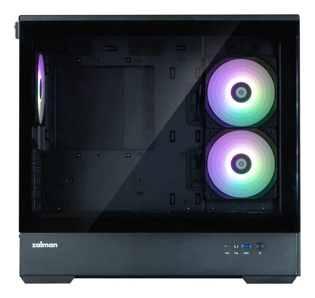 Zalman P30 V2 Boîtier Mini Tower Noir, Vue Panoramique Verre Trempé, 3 Ventilateurs ARGB