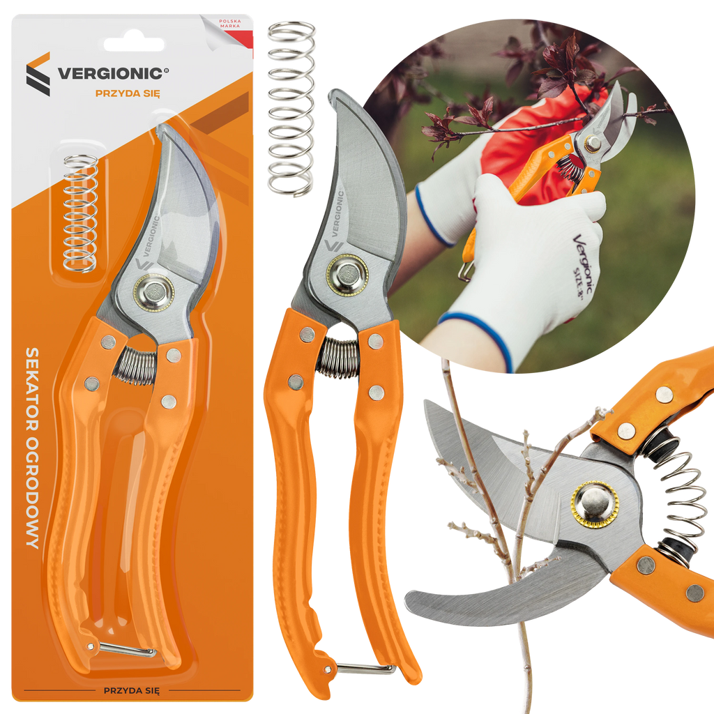 SEKATOR OGRODOWY 8'' DO GAŁĘZI KRZEWÓW MOCNY OSTRY ERGONOMICZNY RĘCZNY