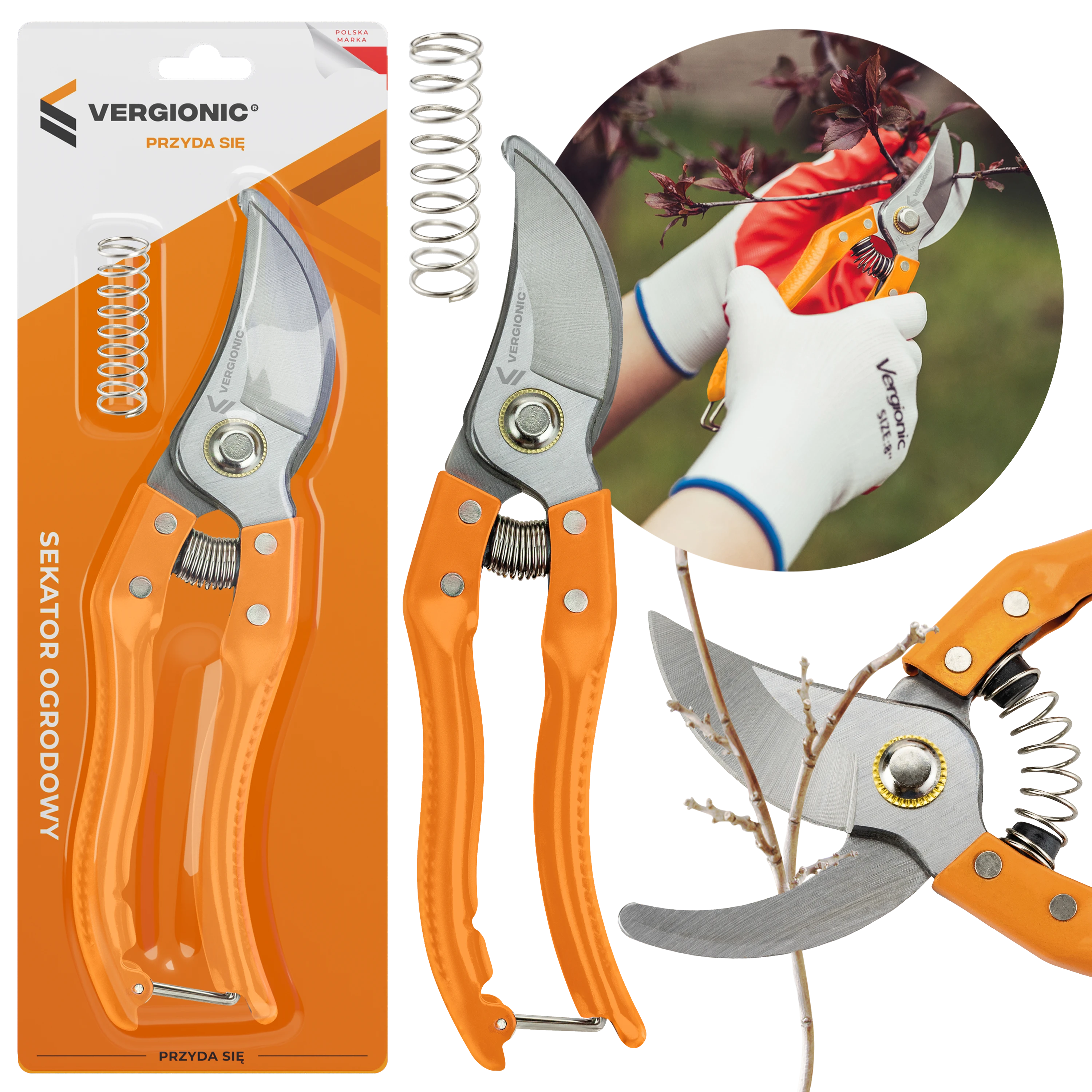 SEKATOR OGRODOWY 8'' DO GAŁĘZI KRZEWÓW MOCNY OSTRY ERGONOMICZNY RĘCZNY