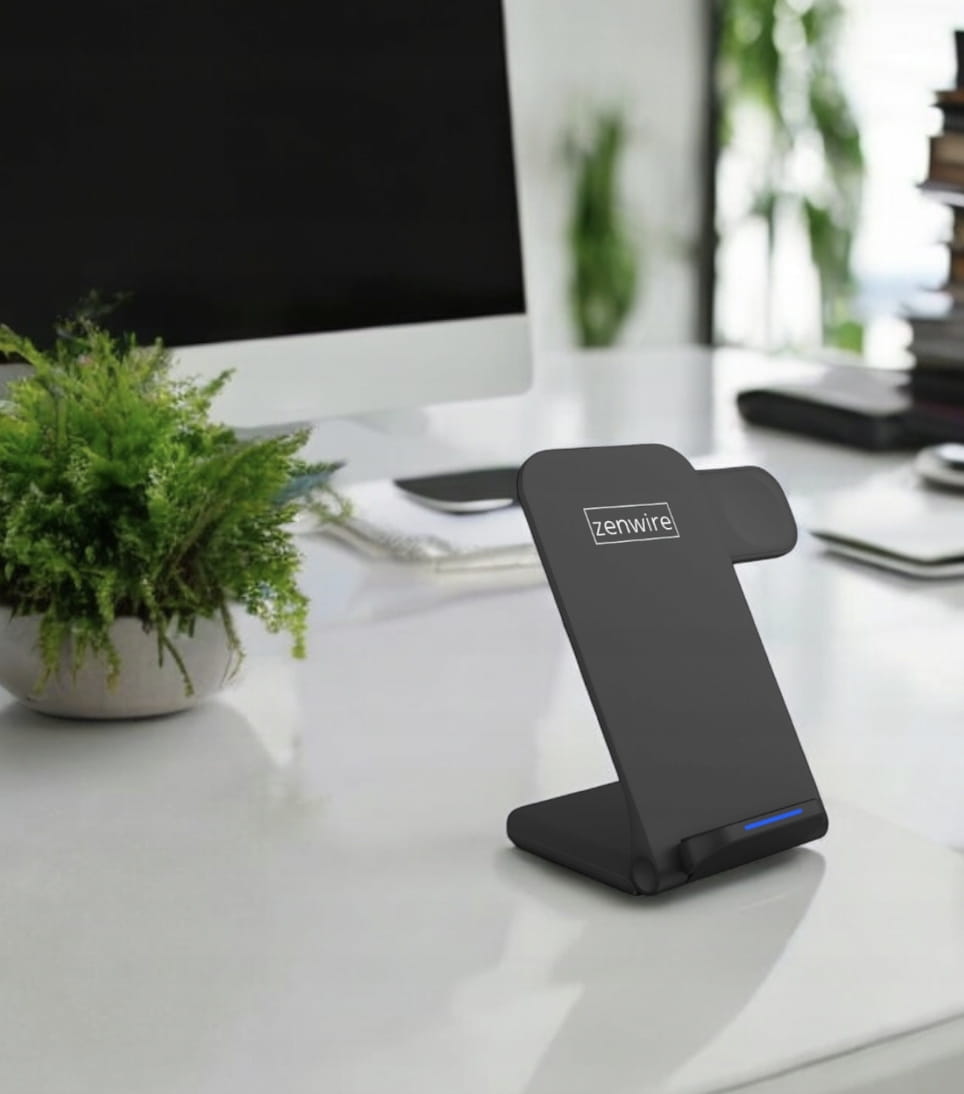 Chargeur sans fil à induction 3-en-1 USB-C pour iPhone, Samsung et Apple Watch, norme Qi, 15 W, Zenwire A11B