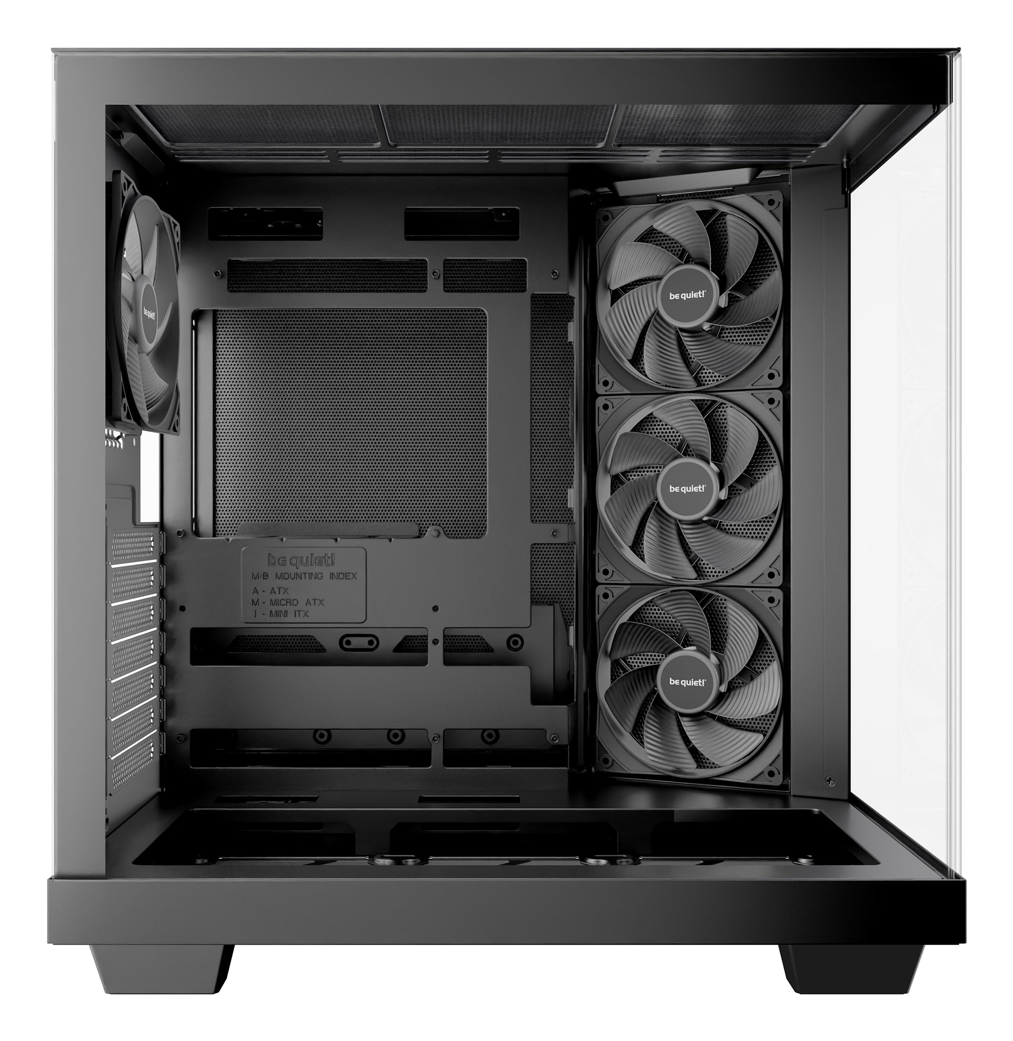 be quiet! Light Base 500 Noir | Boîtier PC vitré, Mini ITX / Micro ATX / ATX, 4 ventilateurs Pure Wings 3 120 mm