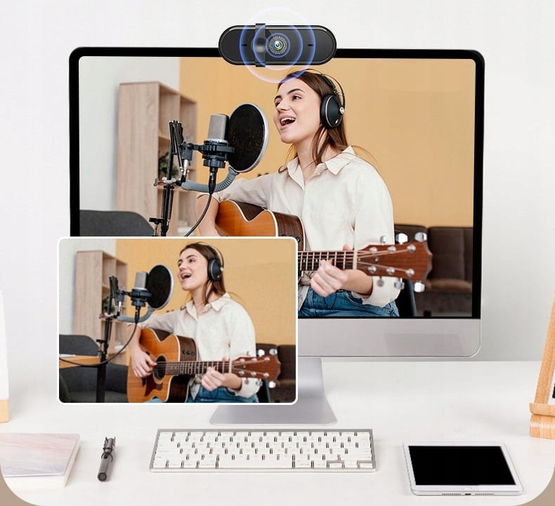 Webcam avec microphone pour ordinateur, USB 3.0, cache, Full HD 1080p, Zenwire W6