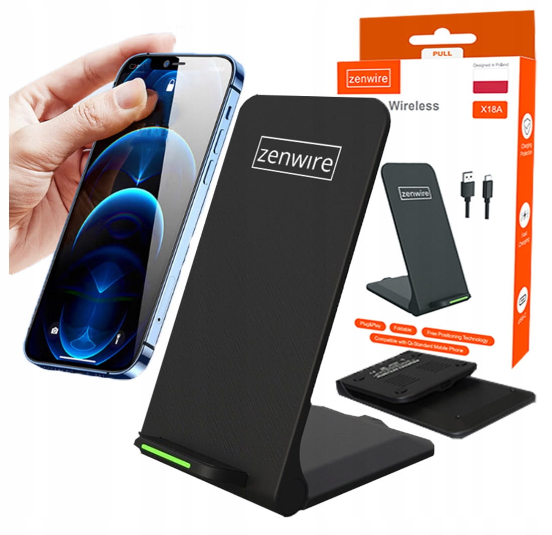 Chargeur sans fil rapide à induction, station de recharge USB-C QI 15 W FAST Zenwire X18A