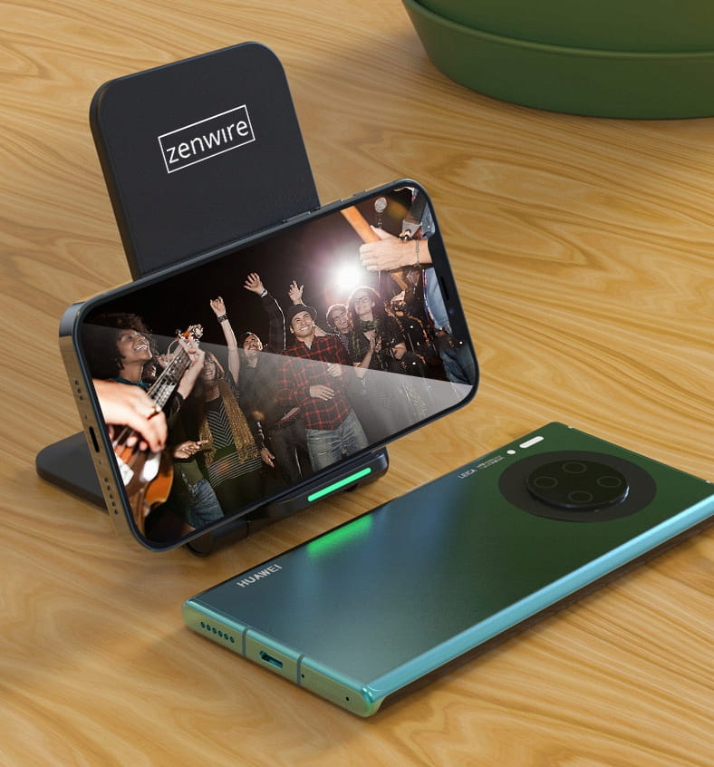 Chargeur sans fil rapide à induction, station de recharge USB-C QI 15 W FAST Zenwire X18A