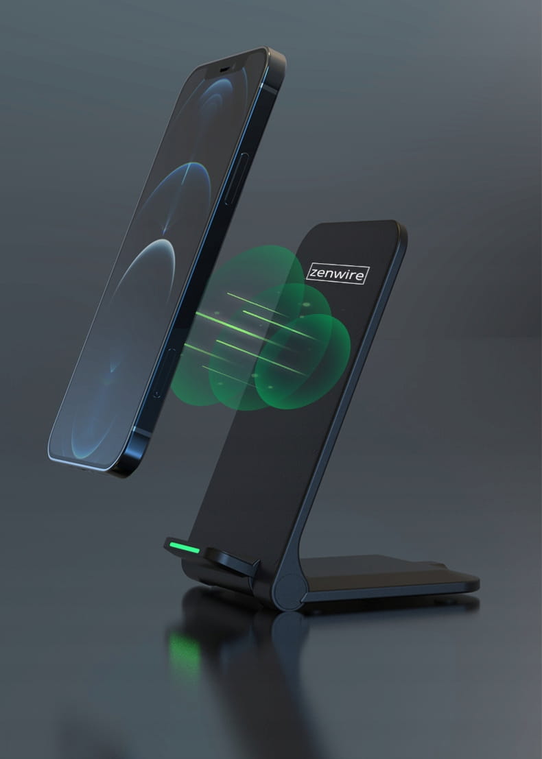 Chargeur sans fil rapide à induction, station de recharge USB-C QI 15 W FAST Zenwire X18A