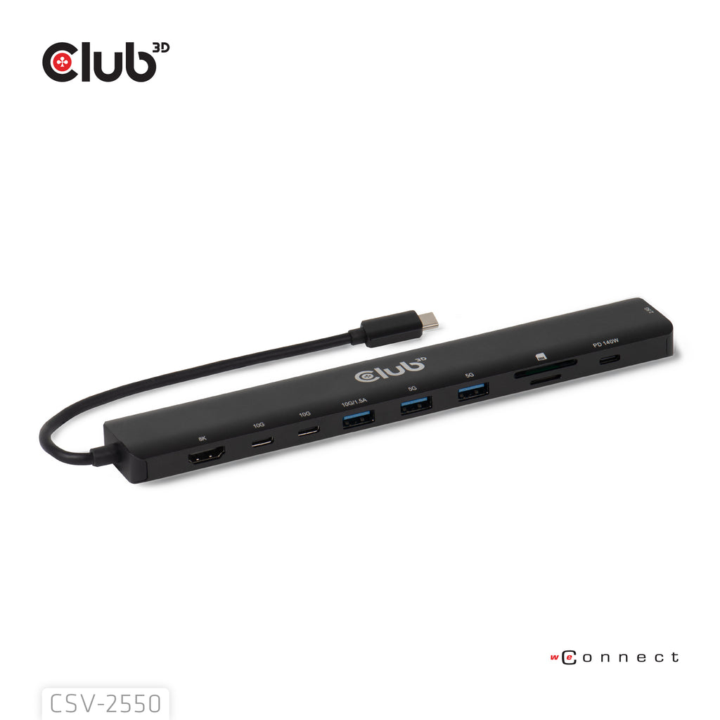 CLUB3D CSV-2550 station d'accueil Avec fil USB Type-C Noir