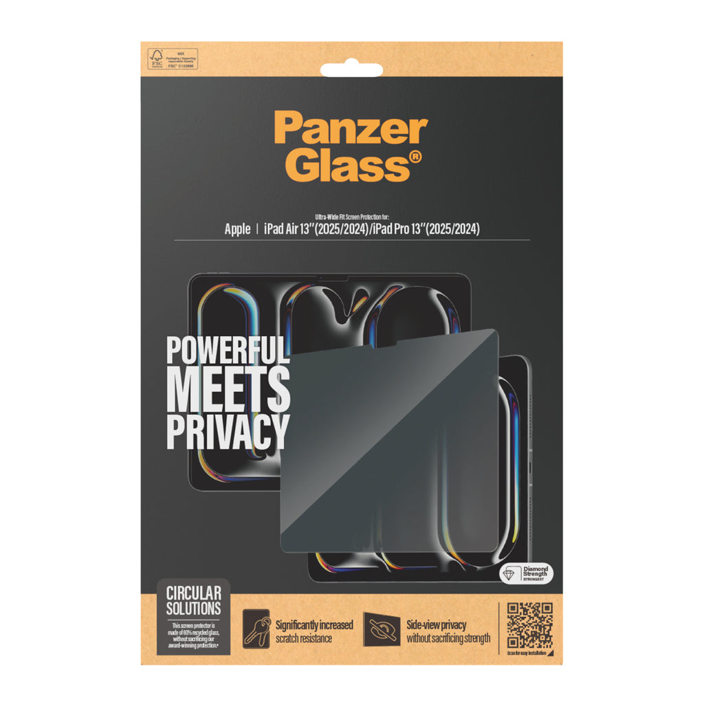 PanzerGlass ® 2-Way Privacy Screen Protector iPad Air 13'' (2024-2025) | iPad Pro 13'' (2024-2025) | Ultra-Wide Fit Protection d'écran transparent Apple 1 pièce(s)