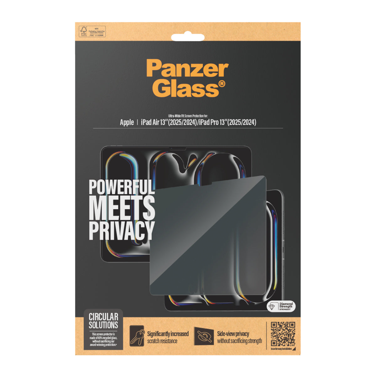 PanzerGlass ® 2-Way Privacy Screen Protector iPad Air 13'' (2024-2025) | iPad Pro 13'' (2024-2025) | Ultra-Wide Fit Protection d'écran transparent Apple 1 pièce(s)