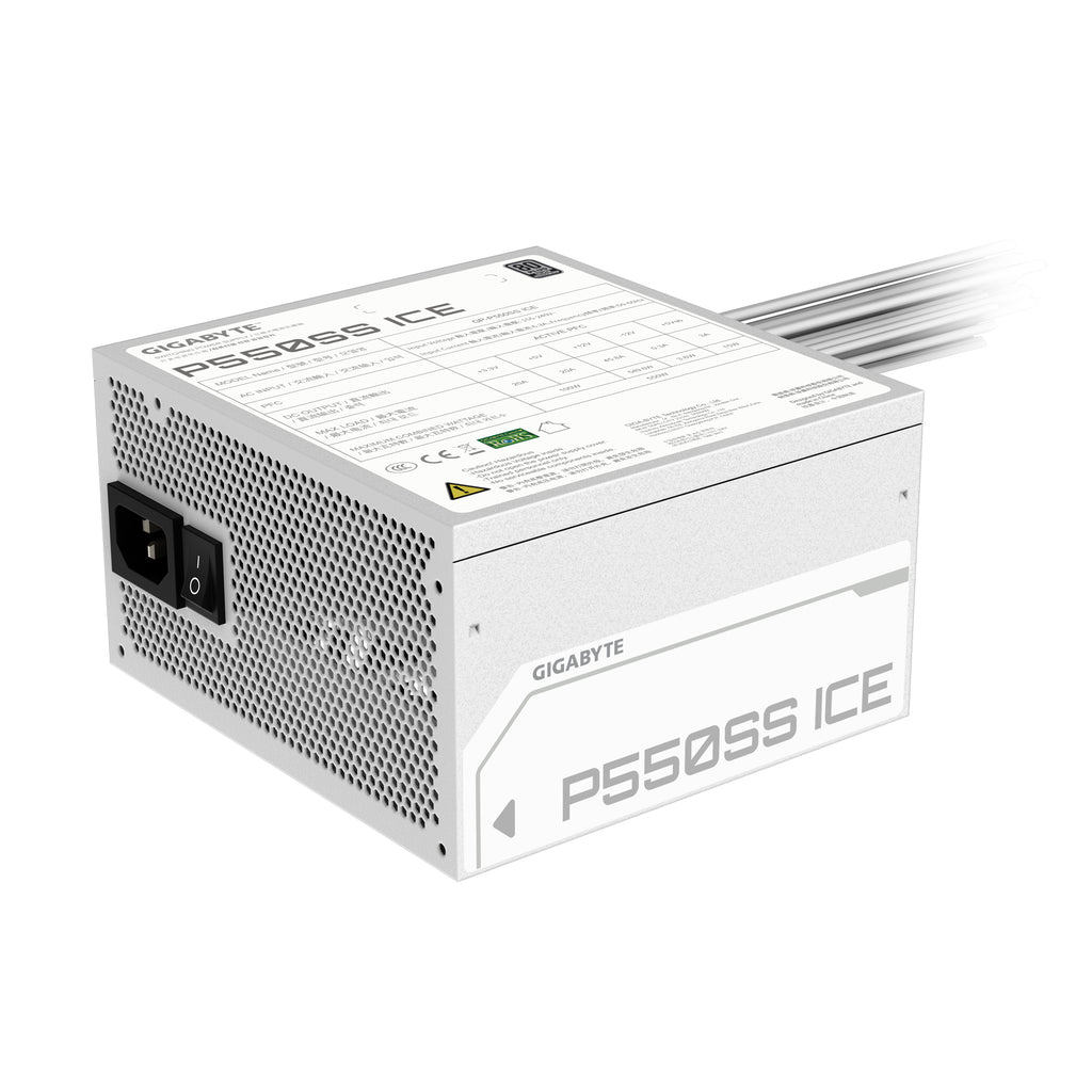 GIGABYTE P550SS ICE Bloc d'Alimentation - PCIe 5.0, 80 PLUS Silver, Ventilateur 120 mm, Compatible ATX 3.0, Prise EU