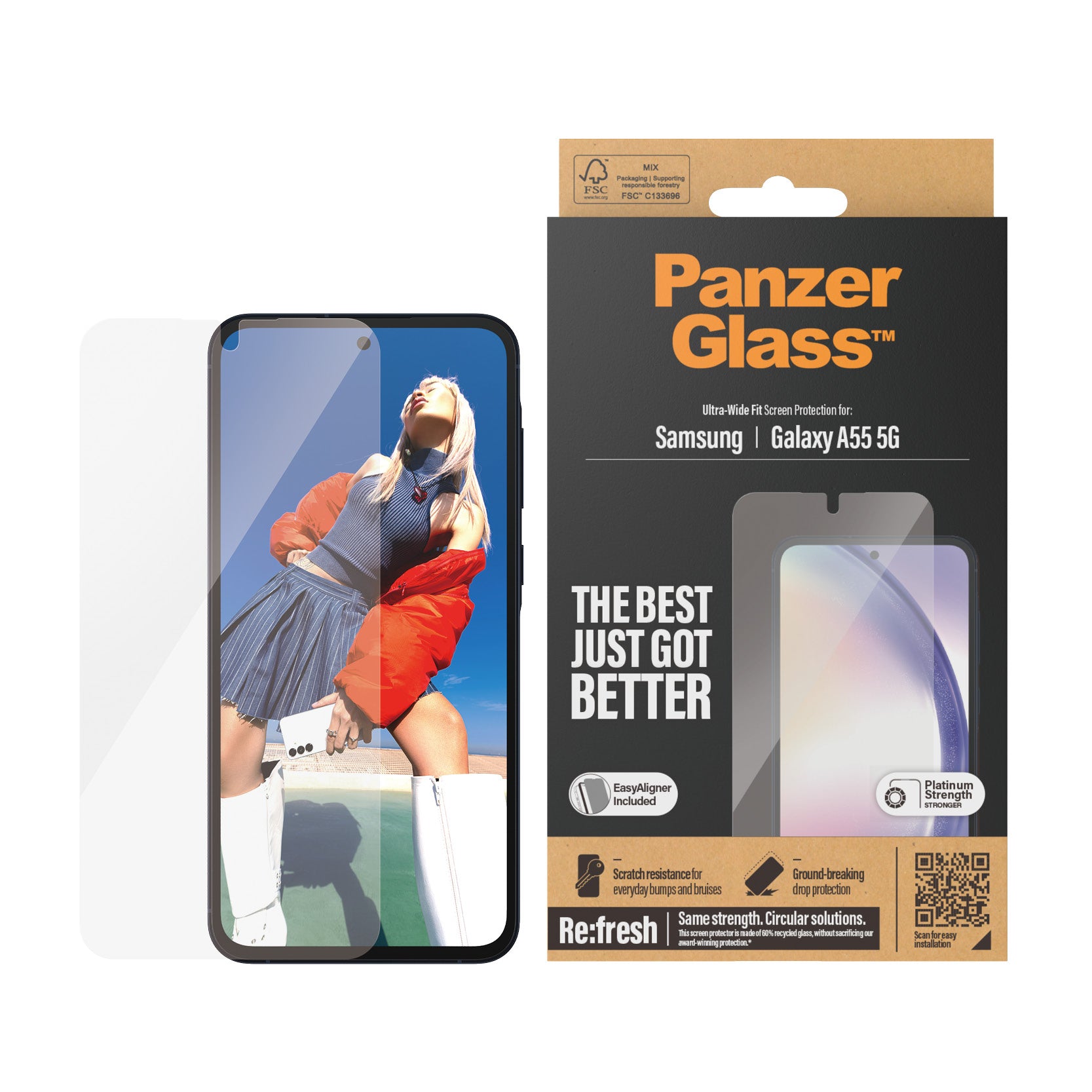 PanzerGlass ® Screen Protector Samsung Galaxy A55 5G | Ultra-Wide Fit w. EasyAligner Protection d'écran transparent 1 pièce(s)