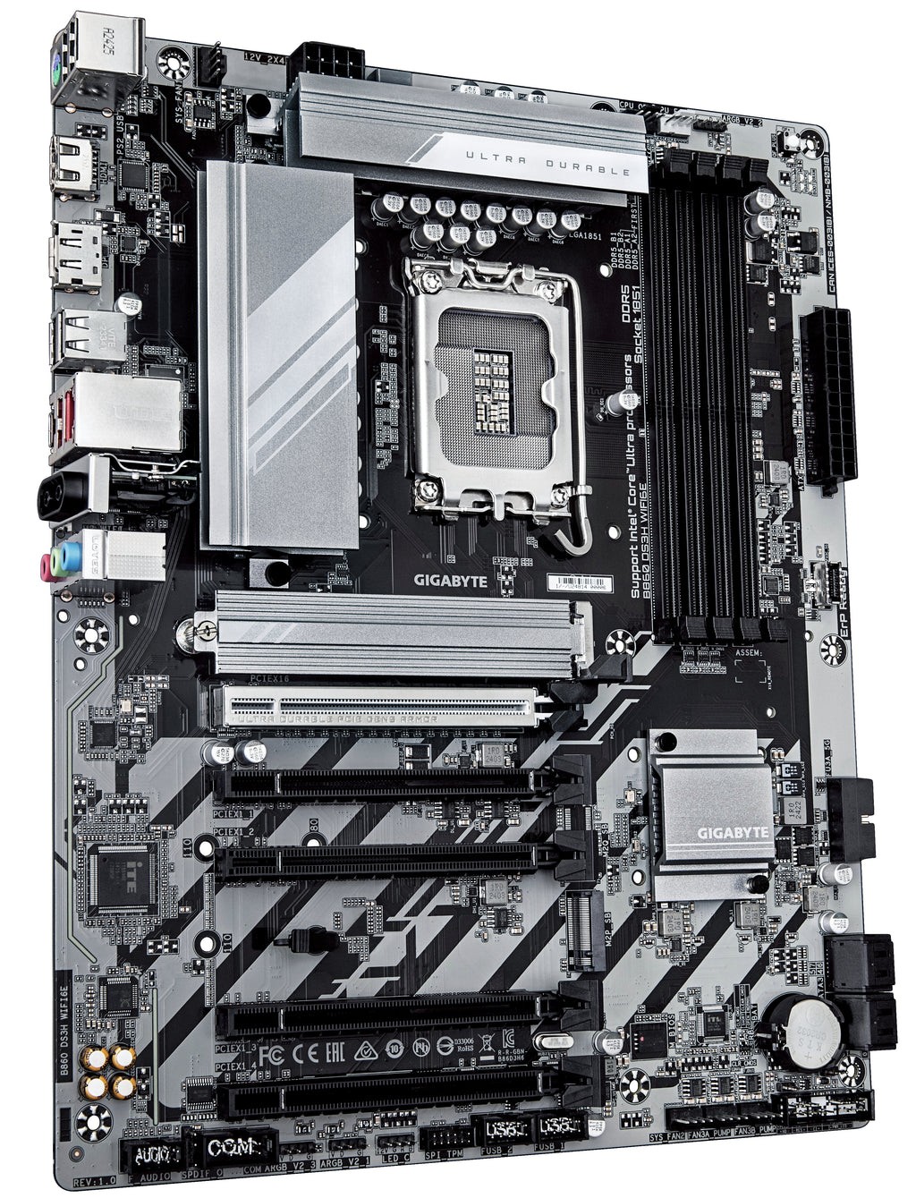 GIGABYTE B860 DS3H WIFI6E Carte mère - Processeurs Intel Core Ultra, VRM 8+1+2+2 phases, jusqu'à 9066MHz DDR5, 1xPCIe 5.0 + 1xPCIe 4.0 M.2, LAN 2,5 GbE, WIFI 6E, USB 3.2 Gen 2x2