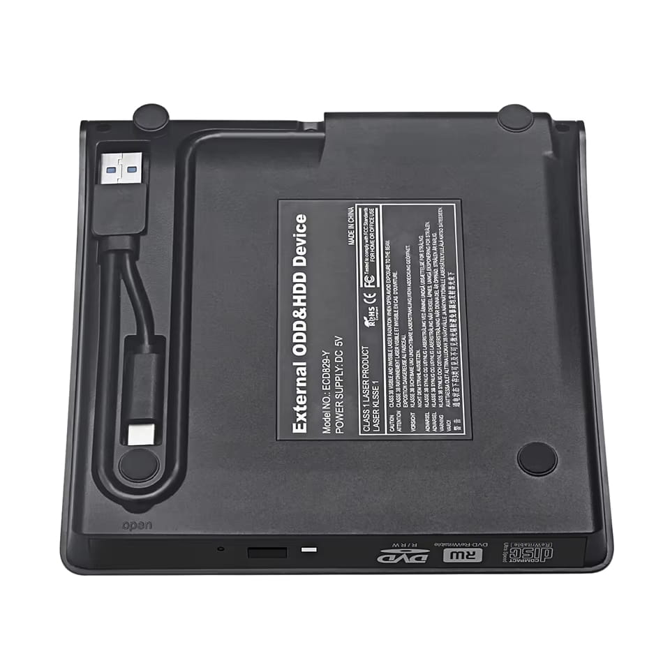 Lecteur/graveur DVD/CD 2-en-1 externe et portable, USB 3.0 et USB-C, pour ordinateur portable, Zenwire ECD829-Y