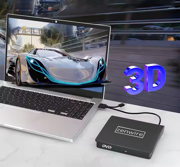 Lecteur/graveur DVD/CD 2-en-1 externe et portable, USB 3.0 et USB-C, pour ordinateur portable, Zenwire ECD829-Y