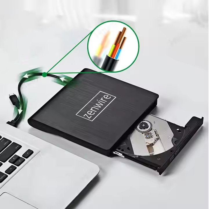 Lecteur/graveur DVD/CD 2-en-1 externe et portable, USB 3.0 et USB-C, pour ordinateur portable, Zenwire ECD829-Y