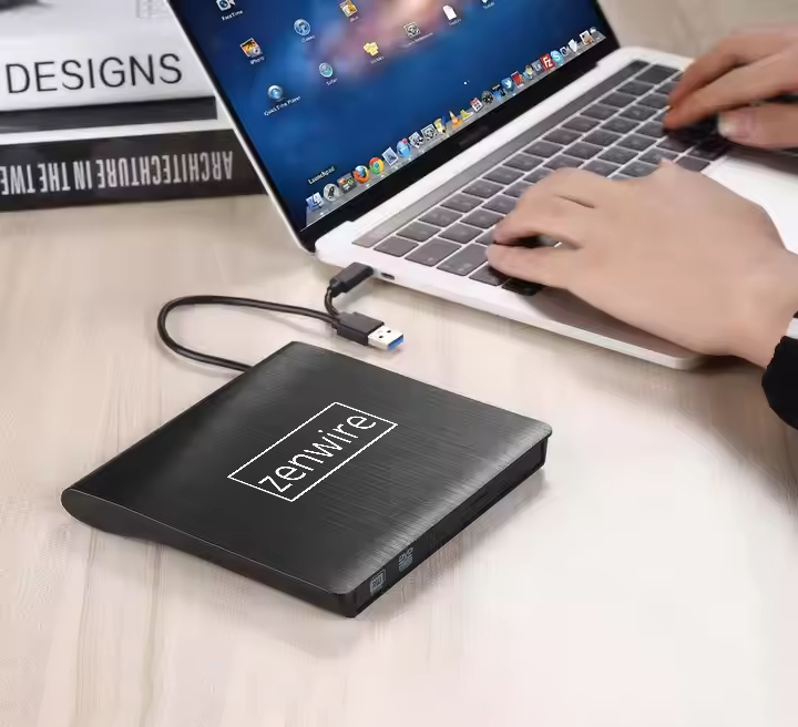 Lecteur/graveur DVD/CD 2-en-1 externe et portable, USB 3.0 et USB-C, pour ordinateur portable, Zenwire ECD829-Y
