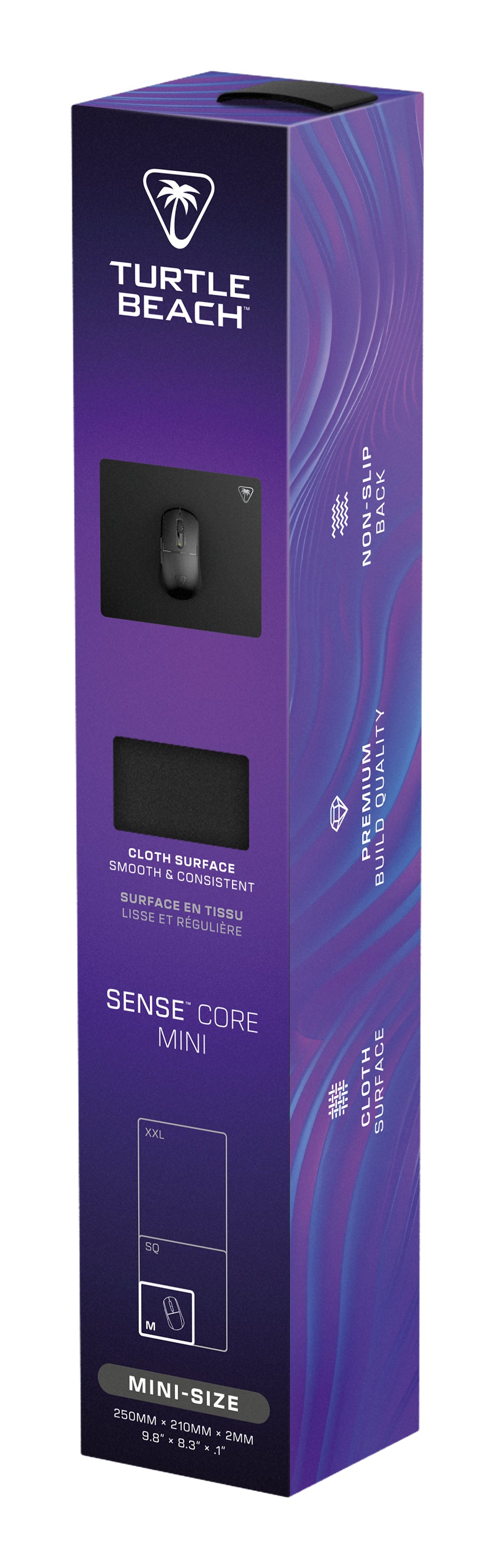 Turtle Beach Sense Core Mini Tapis de souris Gaming PC, Surface Tissu Micro-tissé, Base Caoutchouc Antidérapante, Noir