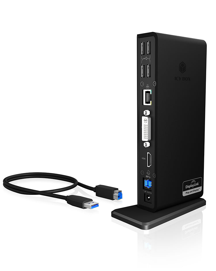 ICY BOX IB-DK2241AC Avec fil USB 3.2 Gen 1 (3.1 Gen 1) Type-A Noir