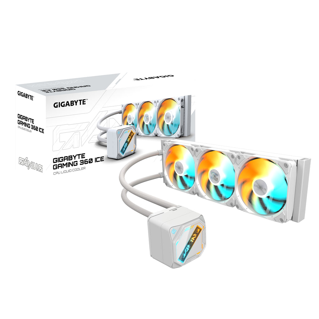 GIGABYTE GAMING 360 ICE Refroidisseur Liquide pour CPU - 3x120 mm Ventilateurs ARGB, Mécanisme d'emboîtement coulissant, DAISY-CHAIN, Compatible Intel LGA 1851 et AMD AM5