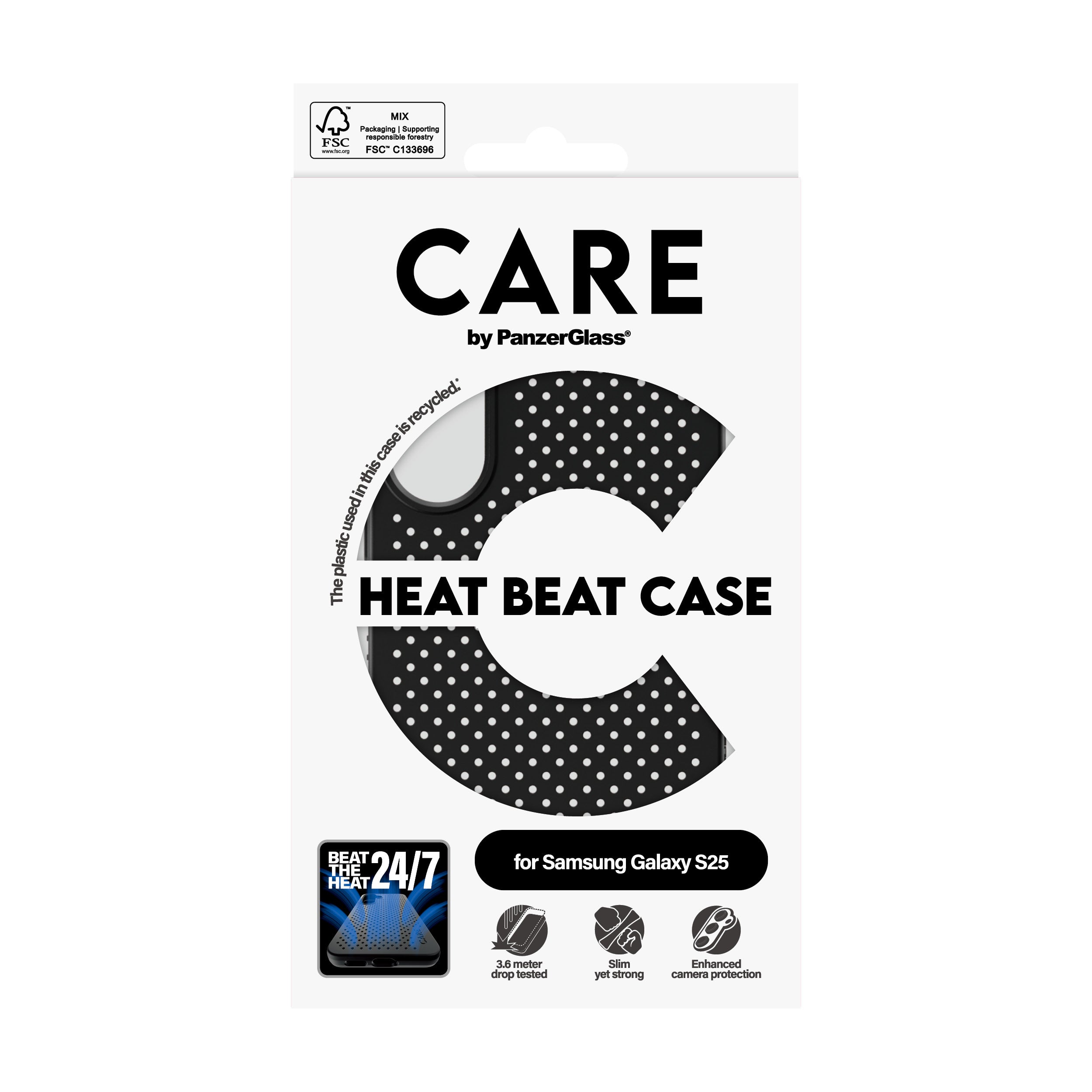 PanzerGlass PanzerGlass CARE™ by ® Case Heat Beat Samsung Galaxy S25 coque de protection pour téléphones portables Housse Noir